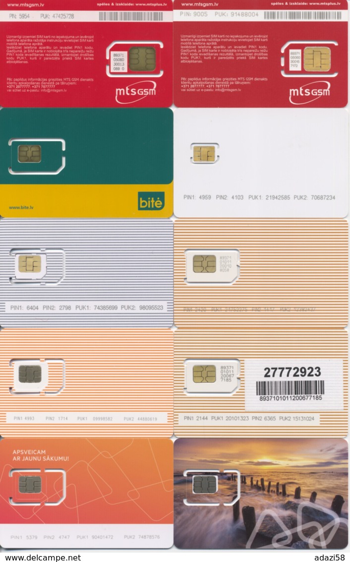 LATVIA / 10 Different GSM Sim-cards / MINT - Latvia