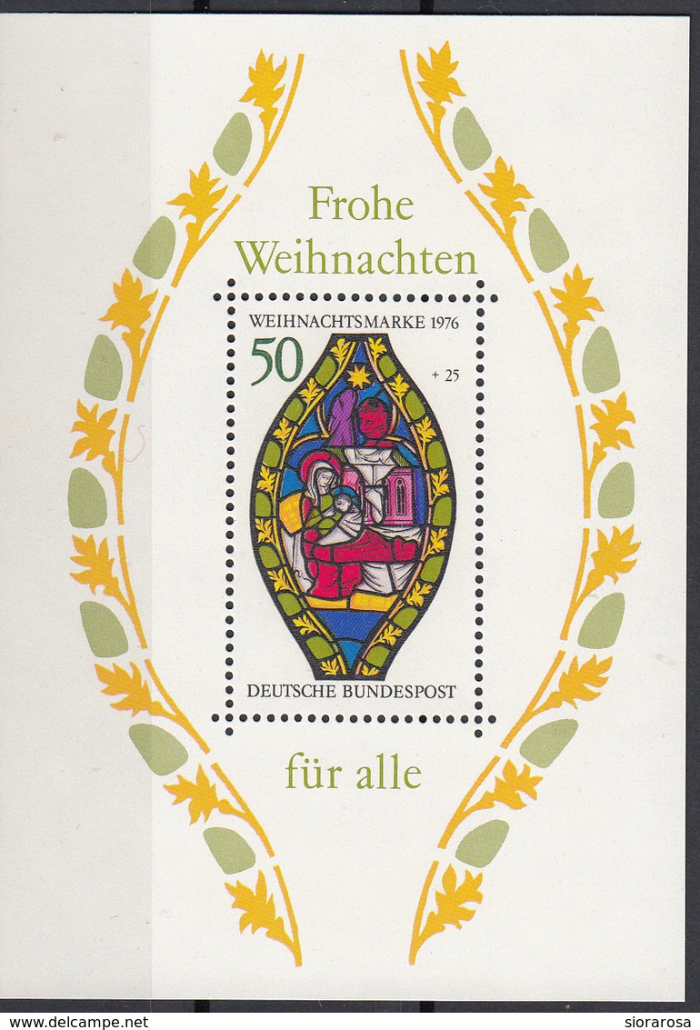 Germania 1976 Sc. B537 Nativity Natale Christmas Vetrata Window Cattedrale Essling Sheet Perf. MNH - Vetri & Vetrate