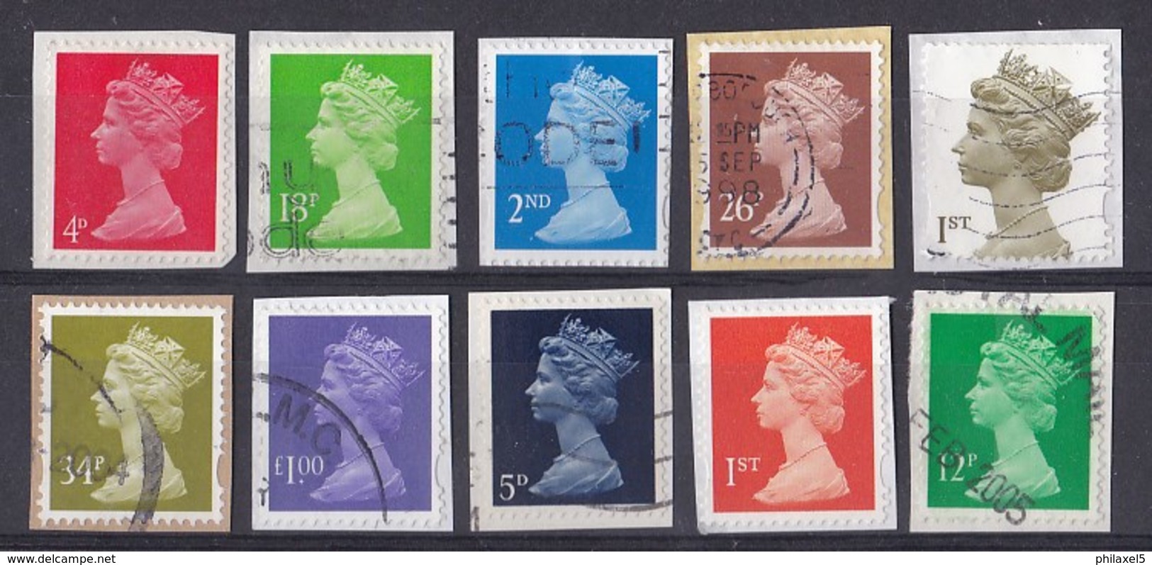 Engeland - 10.000 Zegels Type "Machin" - O - Onafgeweekt/op Fragment - Lots & Kiloware (mixtures) - Min. 1000 Stamps