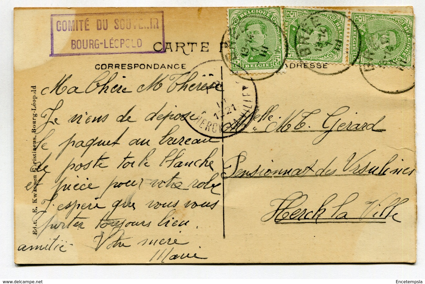 CPA - Carte Postale - Belgique - Bourg Léopold - Comité Du Souvenir - 1921 (SV6422) - Leopoldsburg (Camp De Beverloo)