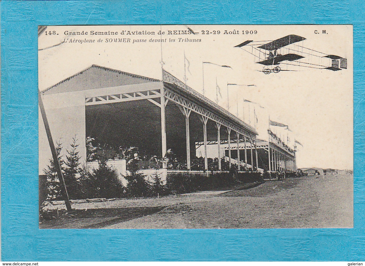 Reims. - Grande Semaine D'Aviation De Reims. 22-29 Août 1909. L'Aéroplane De Sommer Passe Devant Les Tribunes. - Reims