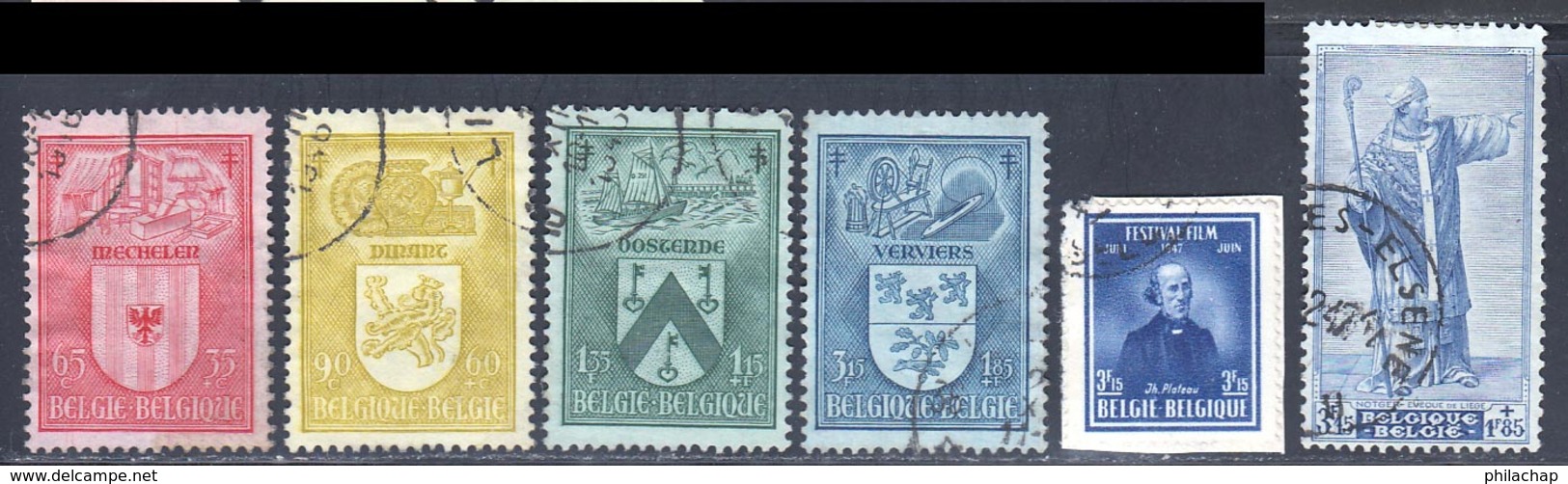 Belgique 1946 Yvert 743 / 746 - 748 - 754 (o) B Oblitere(s) - Gebruikt