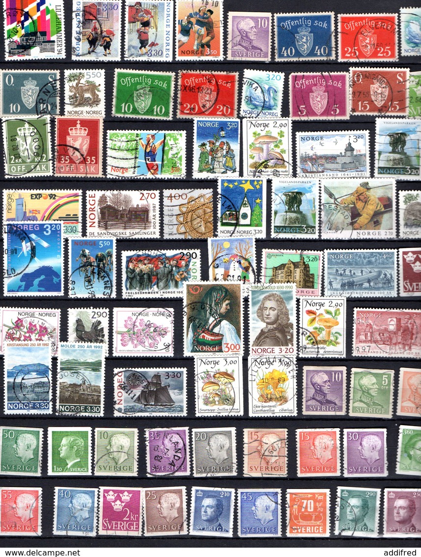 Suéde Et Norvege 64 Timbres Oblitérés   F5 - Vrac (max 999 Timbres)