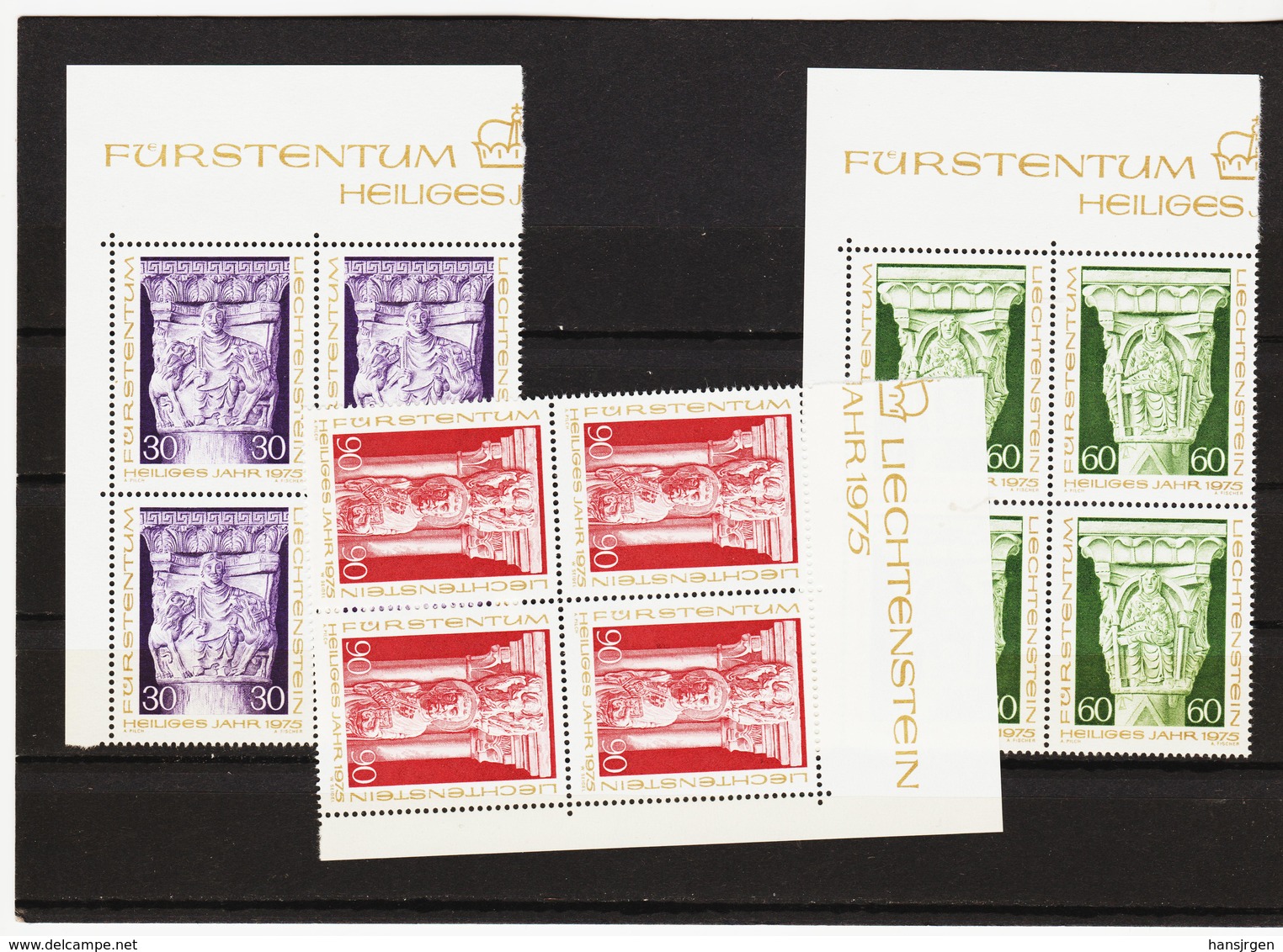 RAN100 LIECHTENSTEIN 1975 Michl 639/41 10% KATALOGPREIS ECKRAND-VIERERBLOCK ** Postfrisch SIEHE ABBILDUNG - Ungebraucht