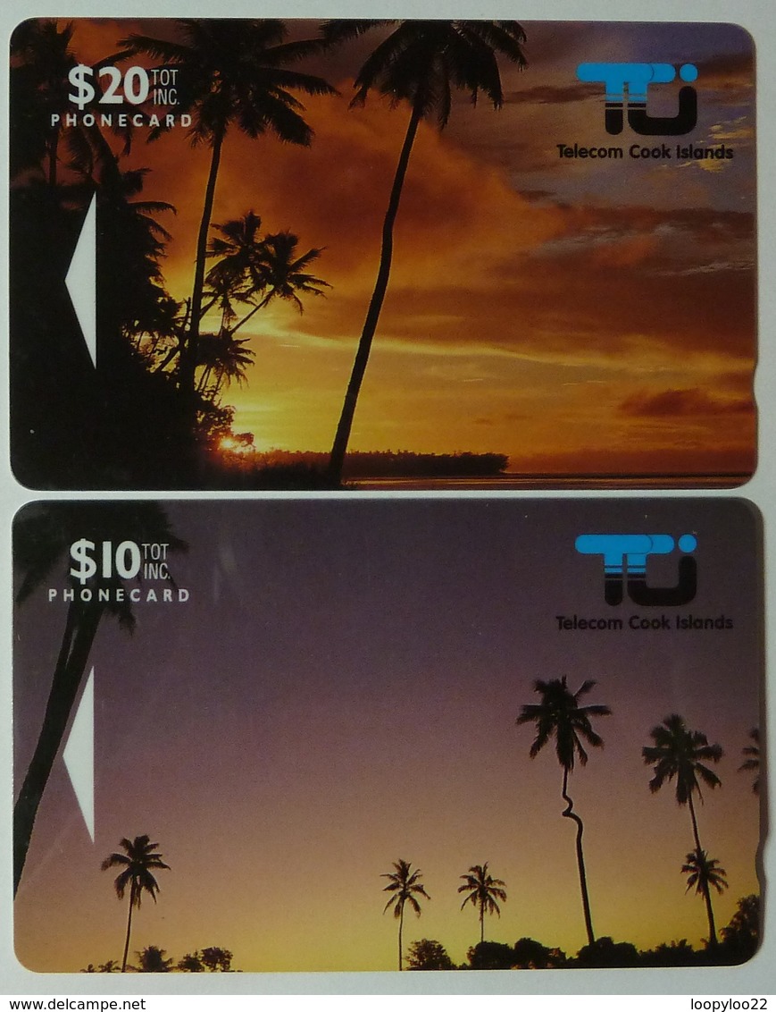 COOK ISLANDS - GPT Pair - 1st Issue - Sunset & Palm - VF Used - Islas Cook