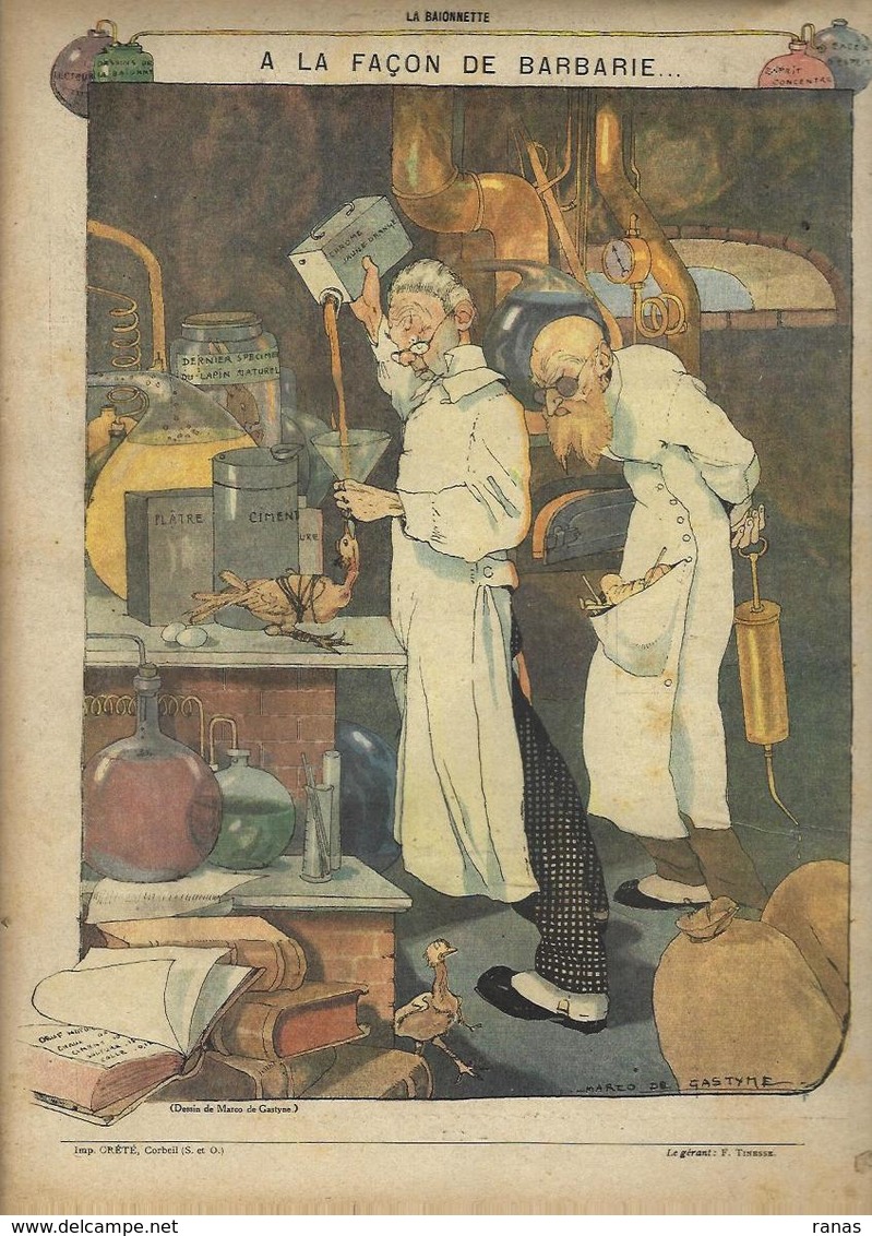 La Baïonnette N°75 De 1916 Anti Germany Kaiser Nombreux Illustrateurs Léandre IRIBE Clistère - Autres & Non Classés
