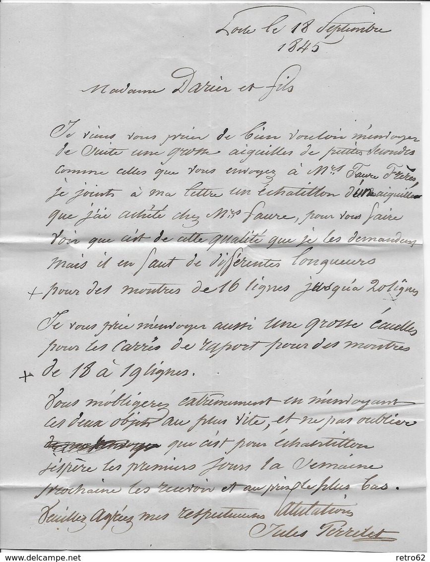 VORPHILATELIE → 1845 Brief Locle Nach Genève - ...-1845 Préphilatélie