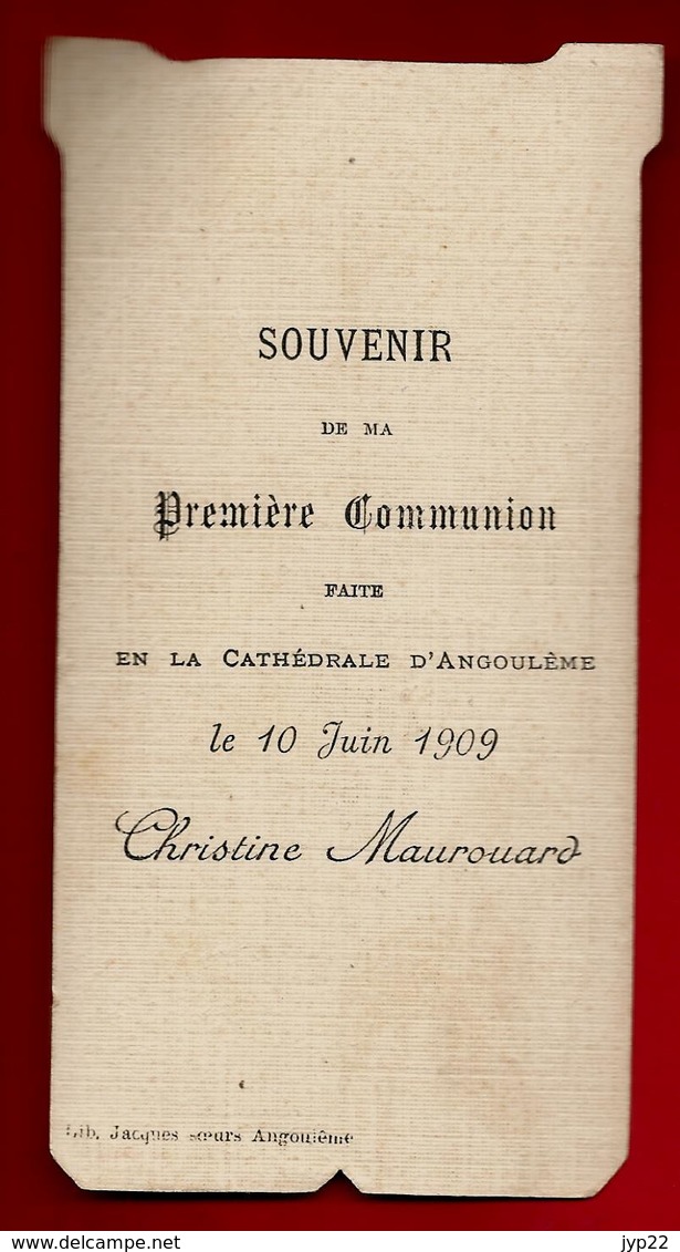 Image Pieuse Holy Card Ciselée Communion Christine Maurouard Angoulême 10-06-1909 - Ed Bouasse Lebel Lecène 5356 - Santini