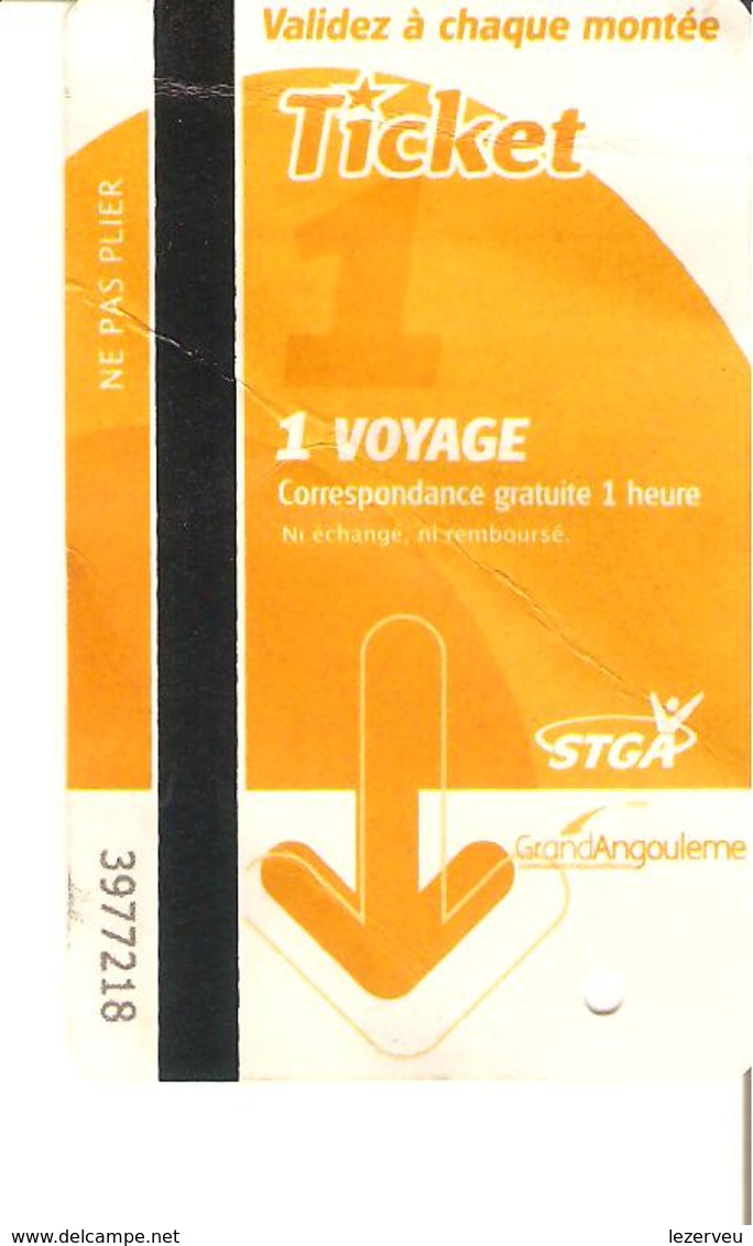 TITRE DE TRANSPORT TICKET BUS ANGOULEME  1 VOYAGE (état Médiocre) - Europa