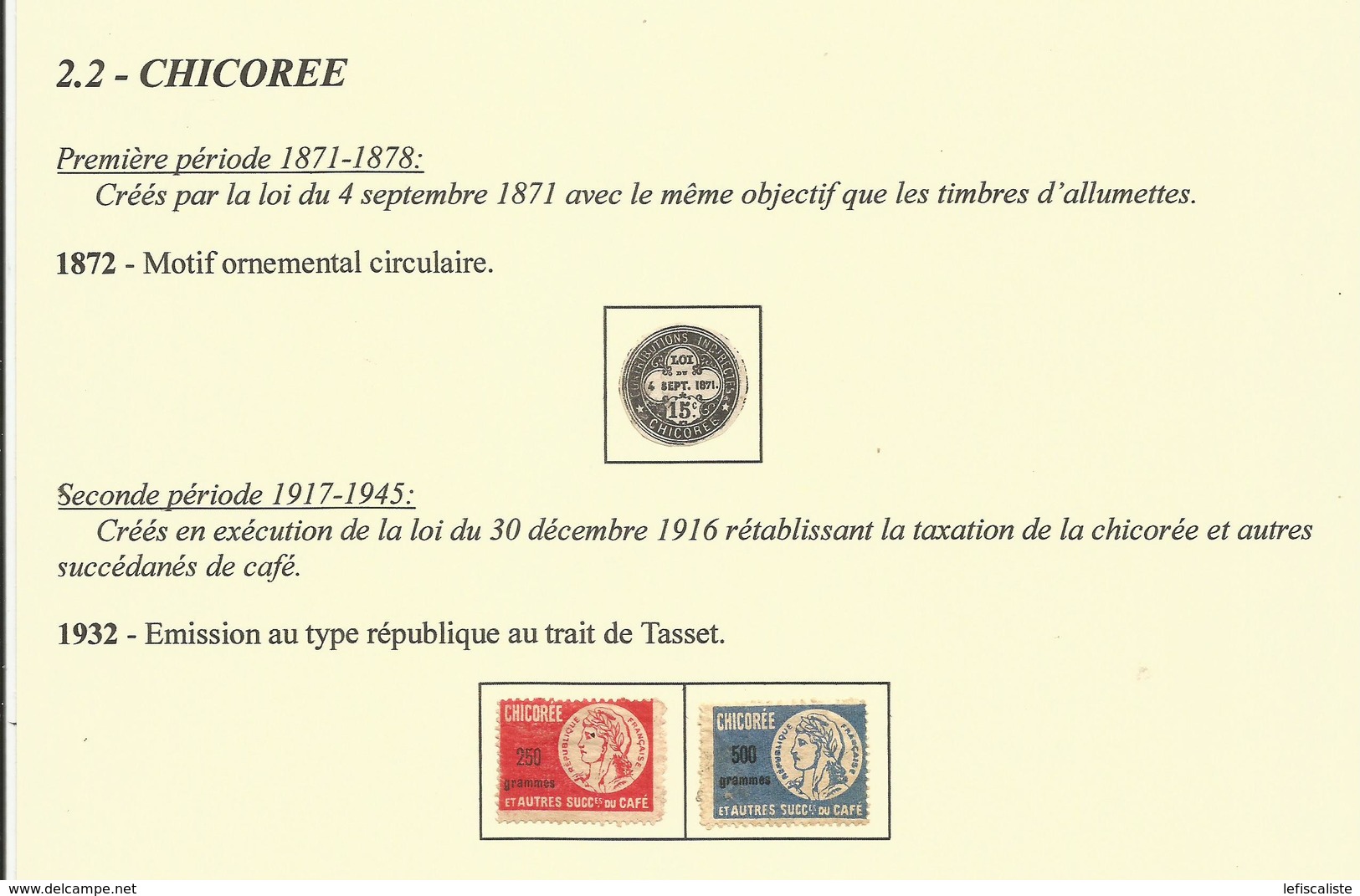 Chicorée - Timbres Et Empreinte Fiscale Sur étiquette - Autres & Non Classés