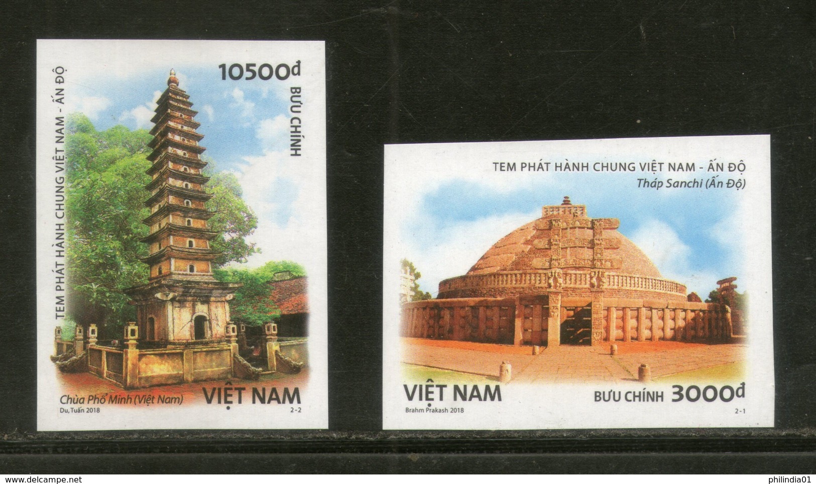 Vietnam 2018 India Joints Issue Ancient Arch Sanchi Stupa Pho Minh IMPERF MNH # 46 - Emissions Communes