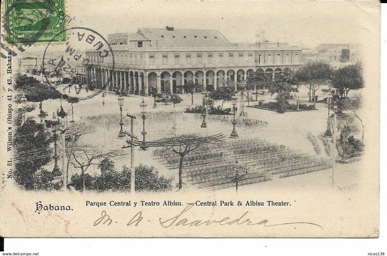 CUBA   HABANA  CENTRAL PARK -ALBISU THEATER   ECRITE1903 - Andere & Zonder Classificatie