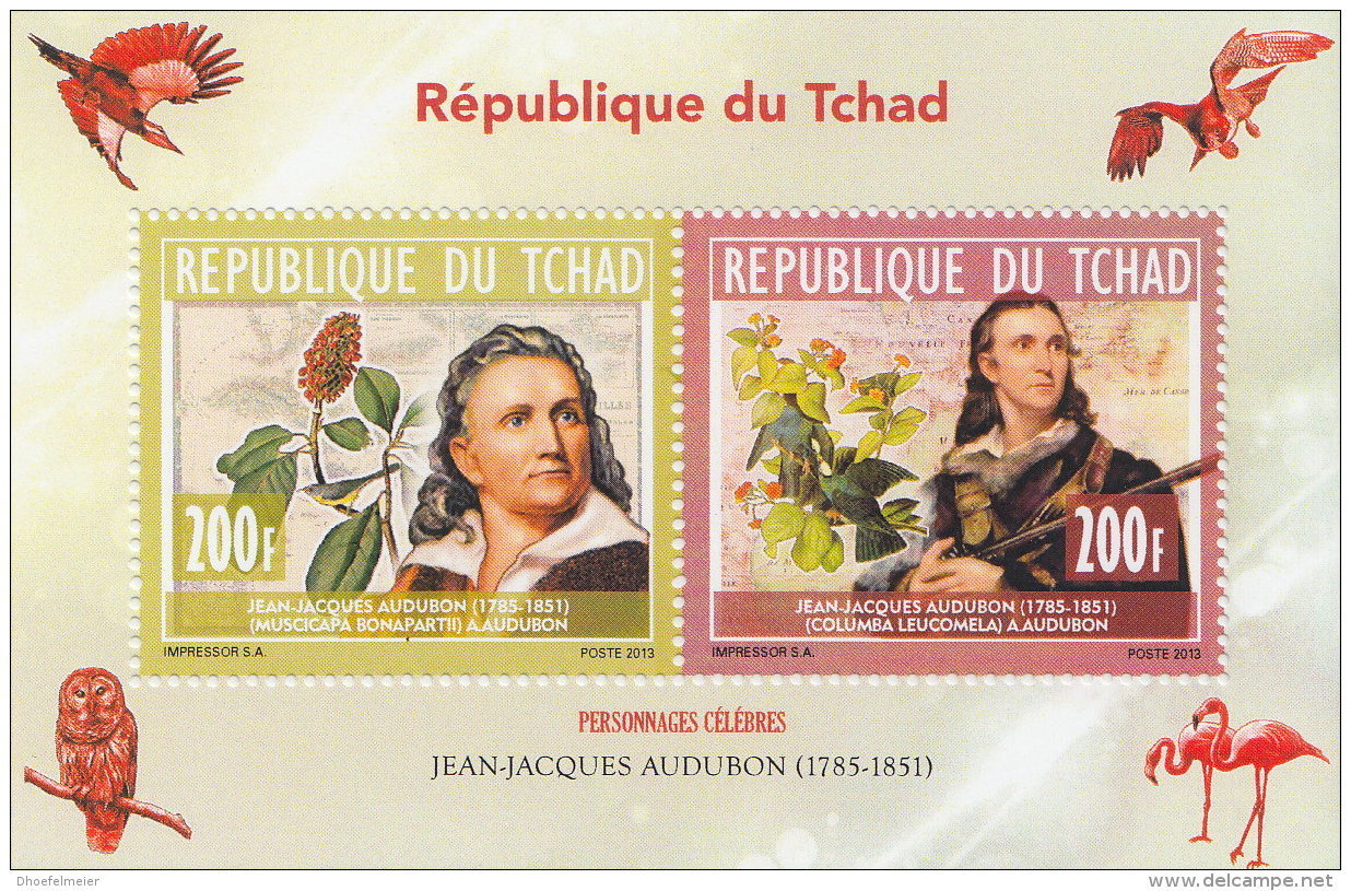 CHAD 2013 MNH**  Birds J.J. Audubon M/S - OFFICIAL ISSUE - DH1828 - Andere & Zonder Classificatie