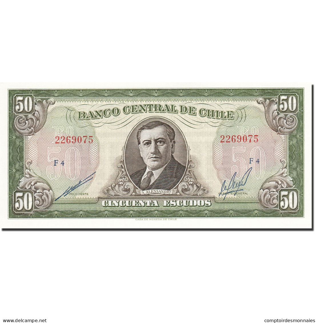 Billet, Chile, 50 Escudos, 1962-1975, Undated, KM:140b, SPL - Chili