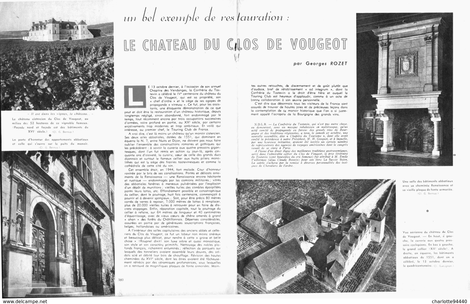 " LE CHATEAU Du CLOS VOUGEOT "  1951 - Bourgogne