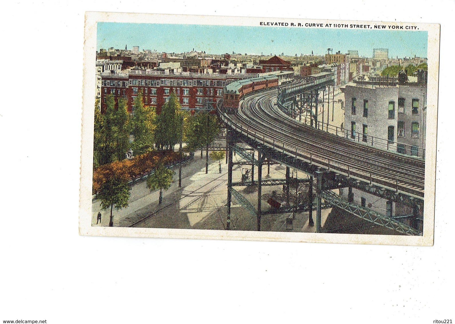 Cpa - New York City - Elevated R.r. Curve At 110TH Street - Train Suspendu - 1931  - Chemin De Fer - Trasporti