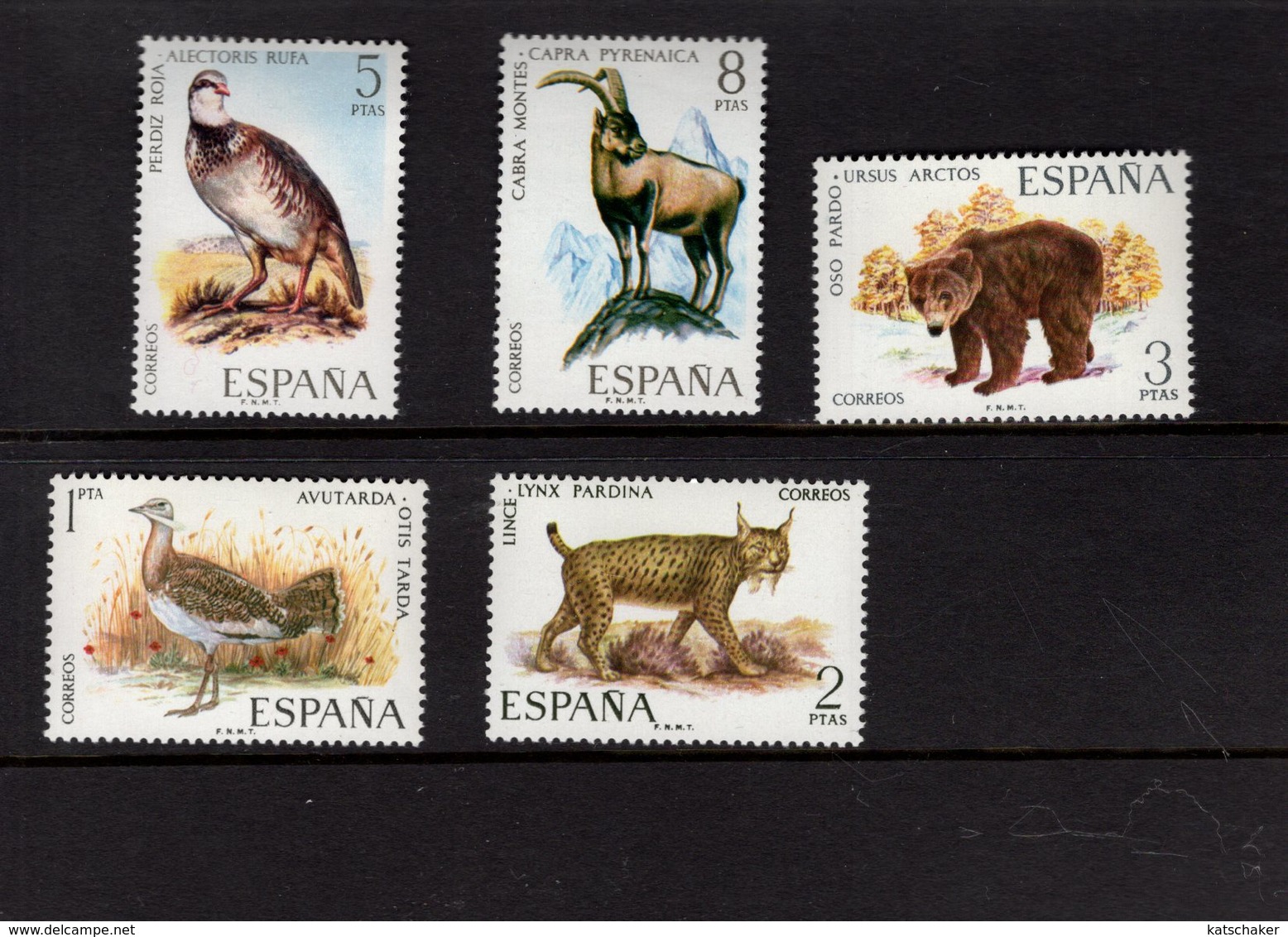 673666054 SPANJE  POSTFRIS MINT NEVER HINGED POSTFRISCH EINWANDFREI SCOTT 1680 1684 ANIMALS BIRDS BEAR LINX IBEX - Neufs