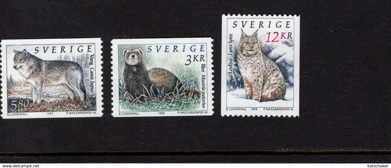 673666633 SWEDEN  POSTFRIS MINT NEVER HINGED POSTFRISCH EINWANDFREI SCOTT 1929 1932 1936 ANIMALS LINX LUPUS MUSTELA - Neufs