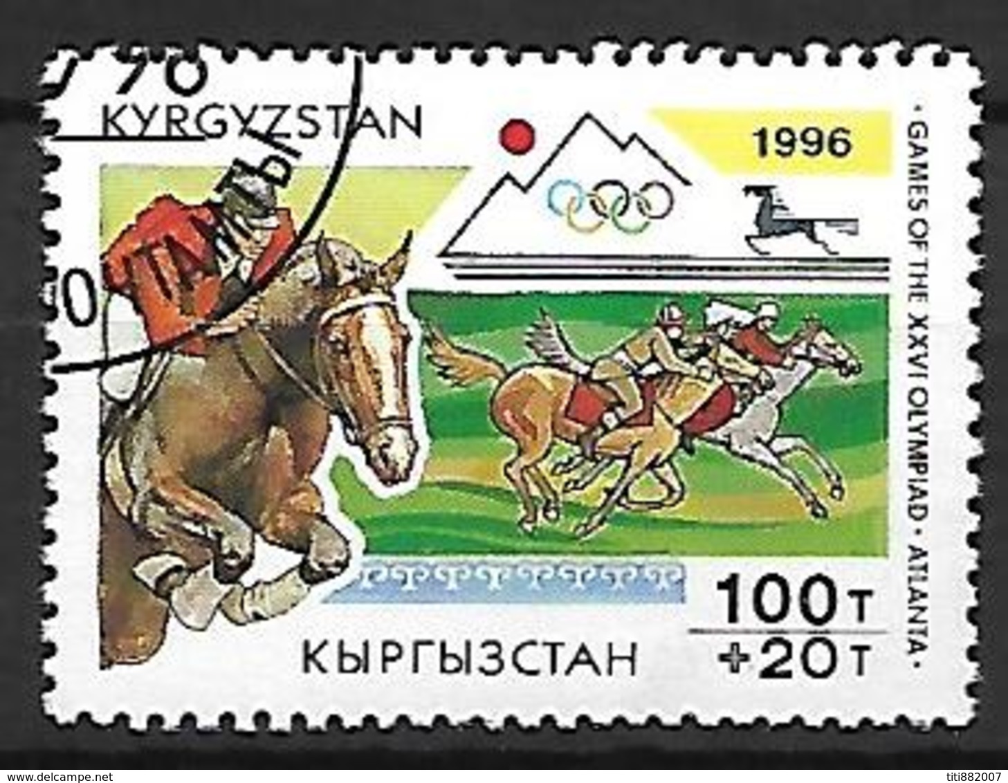 KIRGHIZSTAN     -   1996  .   Y&T N° 93 Oblitéré.  JO D' Atlanta  /  Equitation - Kirghizistan