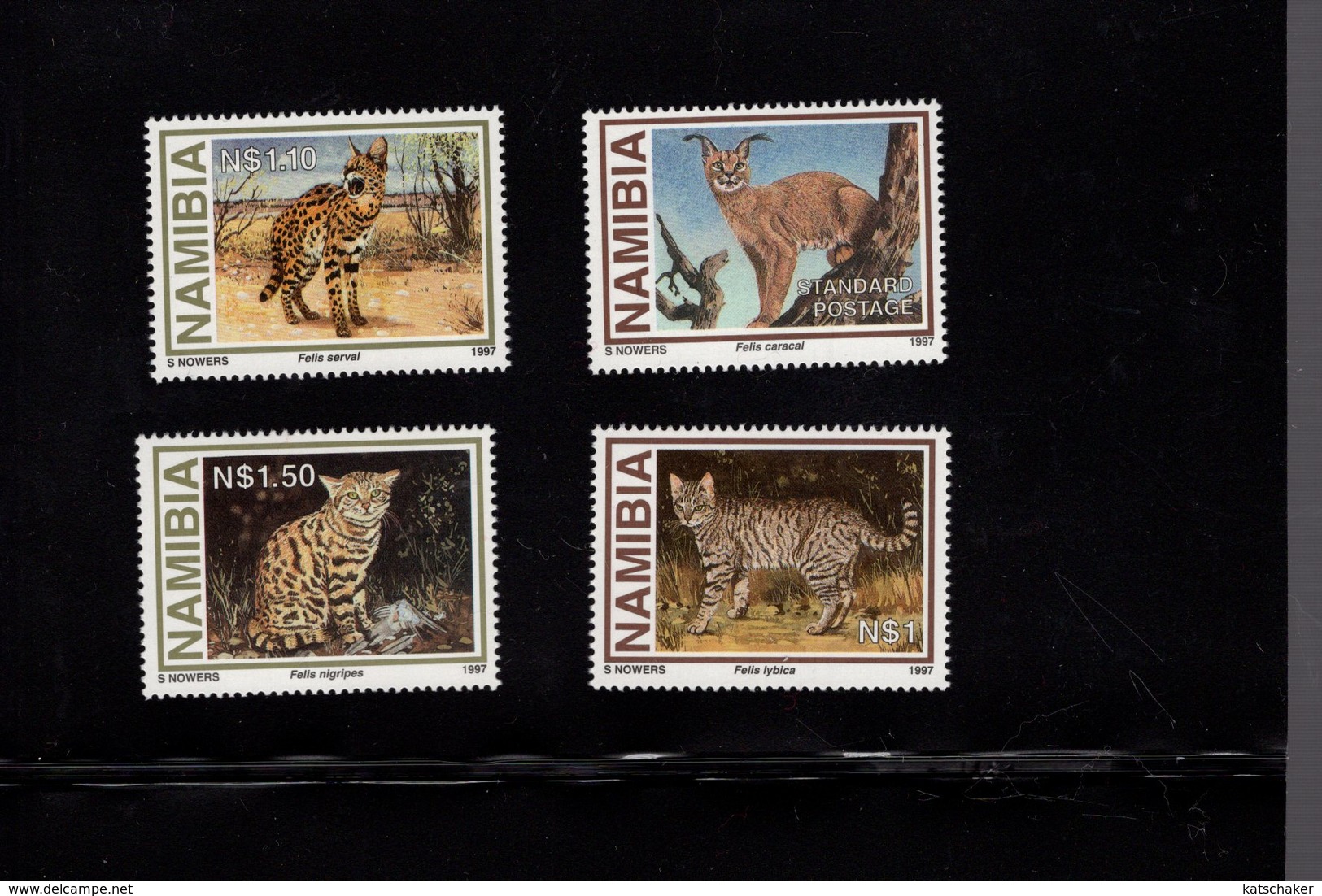 673671103 NAMIBIE  1997 POSTFRIS MINT NEVER HINGED POSTFRISCH EINWANDFREI SCOTT 825 828 SMALL WILD CATS - Namibie (1990- ...)