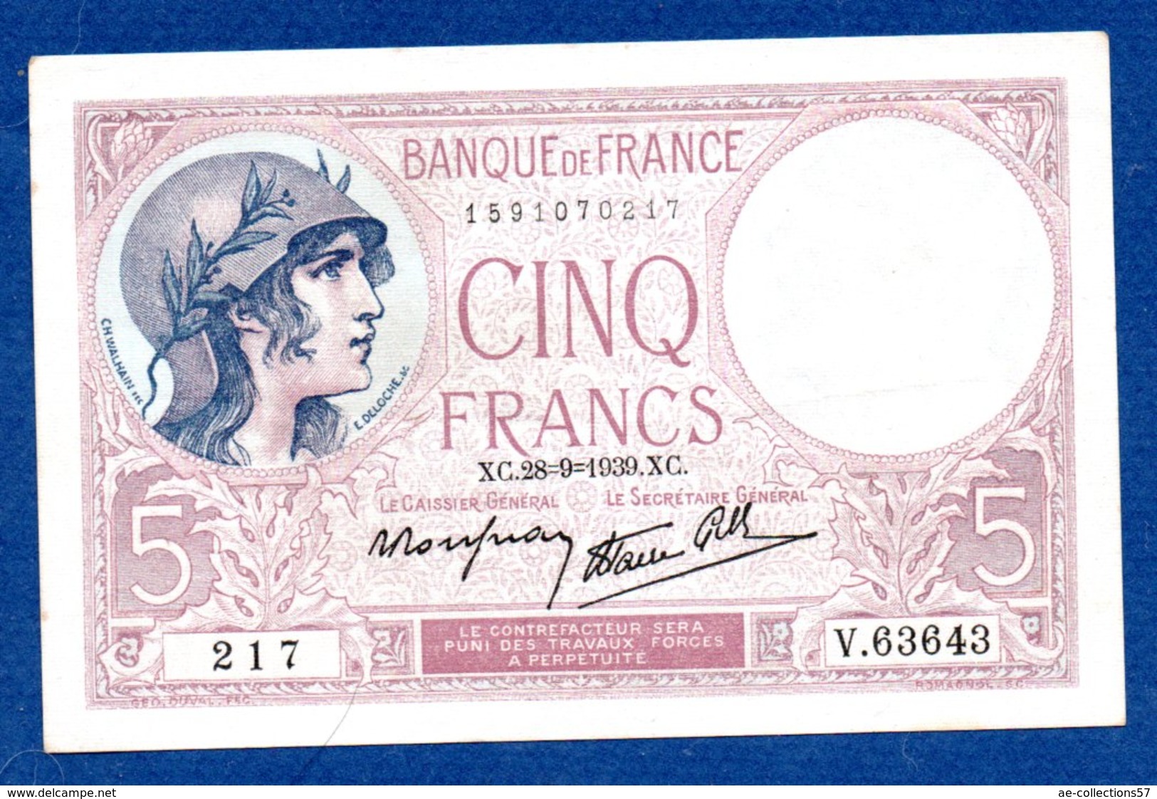 5 Francs Violet / 28-09-1939 / SUP - 5 F 1917-1940 ''Violet''