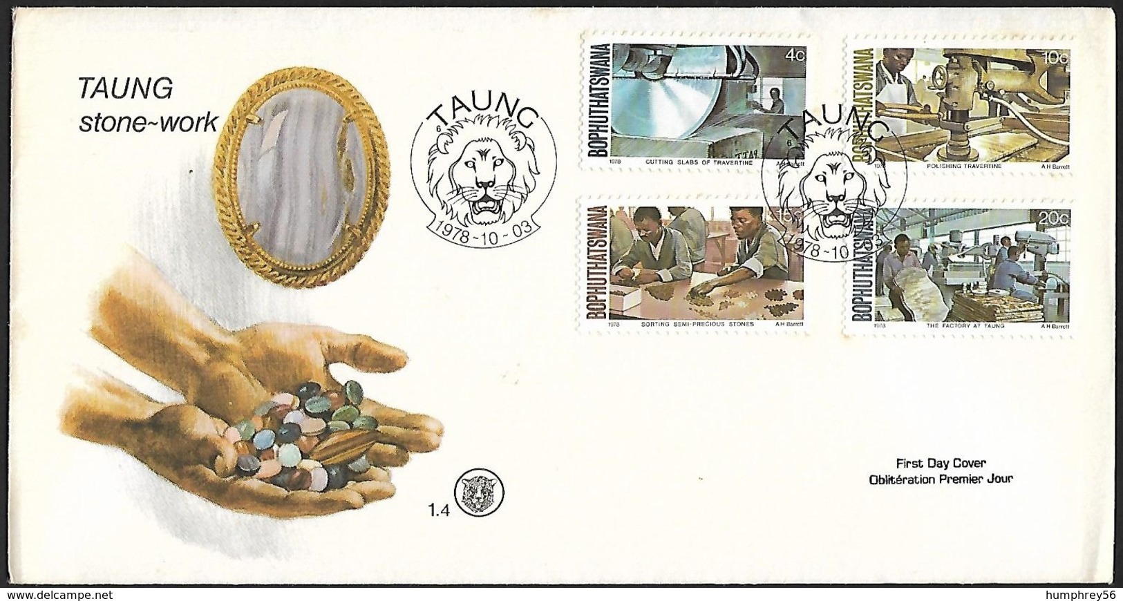 1978 - BOPHUTHATSWANA - FDC Taung Stonework - SG 29/32 [Gemstone Industry] + TAUNG - Bophuthatswana