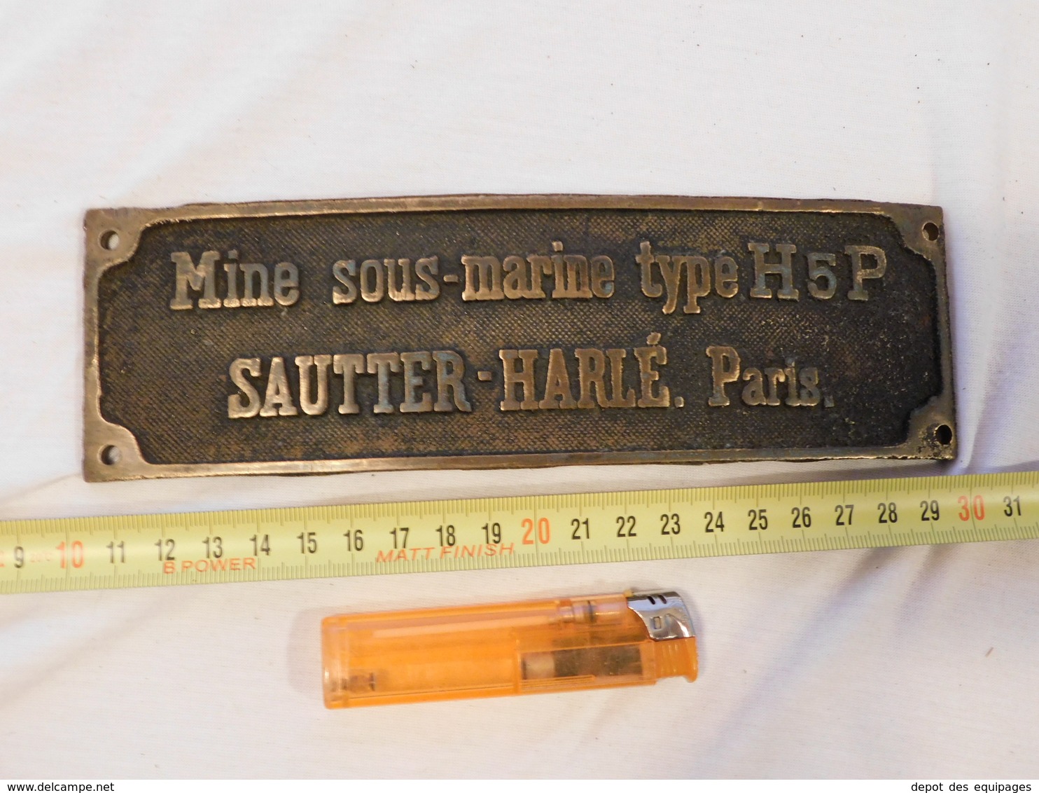 RARE PLAQUE MINE SOUS MARINE  TYPE H 5 P  Par SAUTTER HARLE  Paris  #.2 - Armes Neutralisées