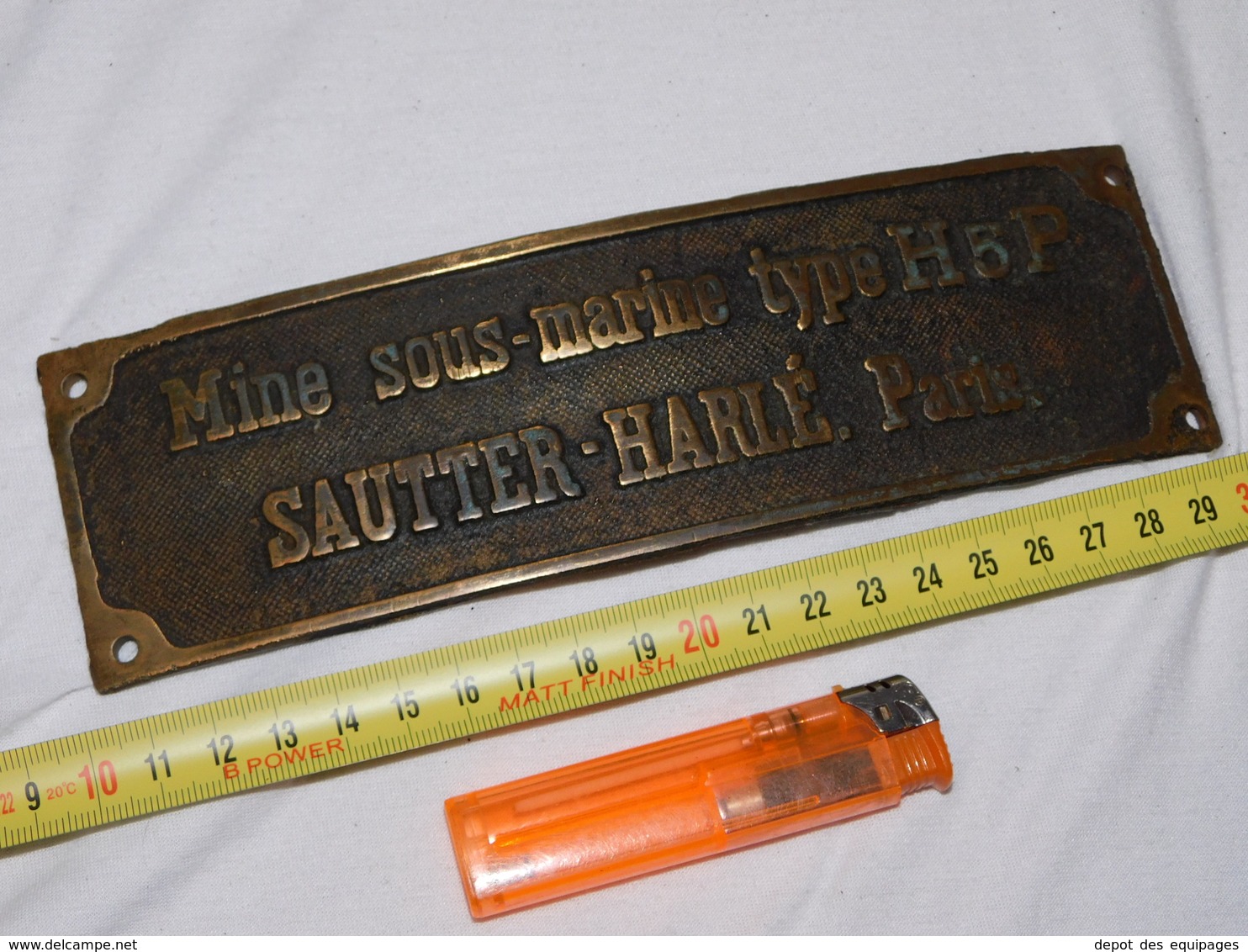 RARE PLAQUE MINE SOUS MARINE  TYPE H 5 P  par SAUTTER HARLE  Paris  #.2