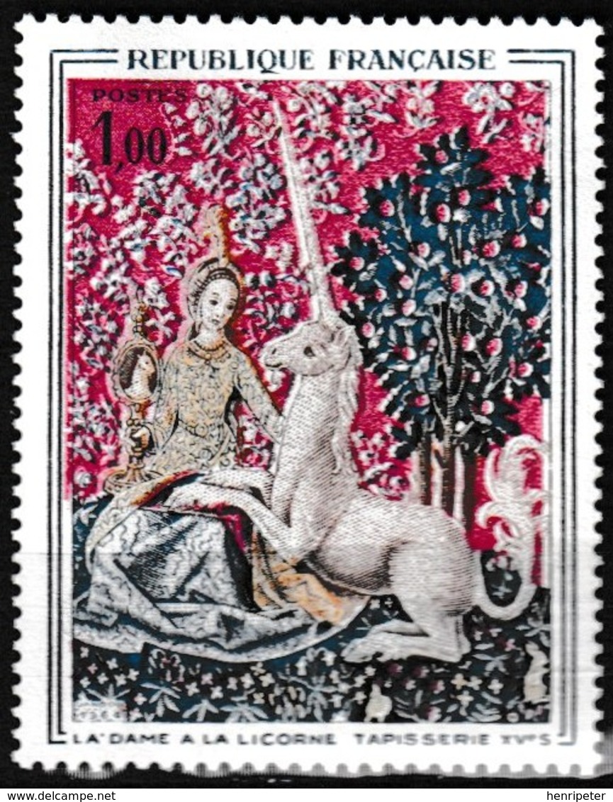 Timbre-poste Gommé Neuf** - La Dame à La Licorne Tapisserie (15e S.) Musée De Cluny - N° 1425 (Yvert) - France 1964 - Neufs