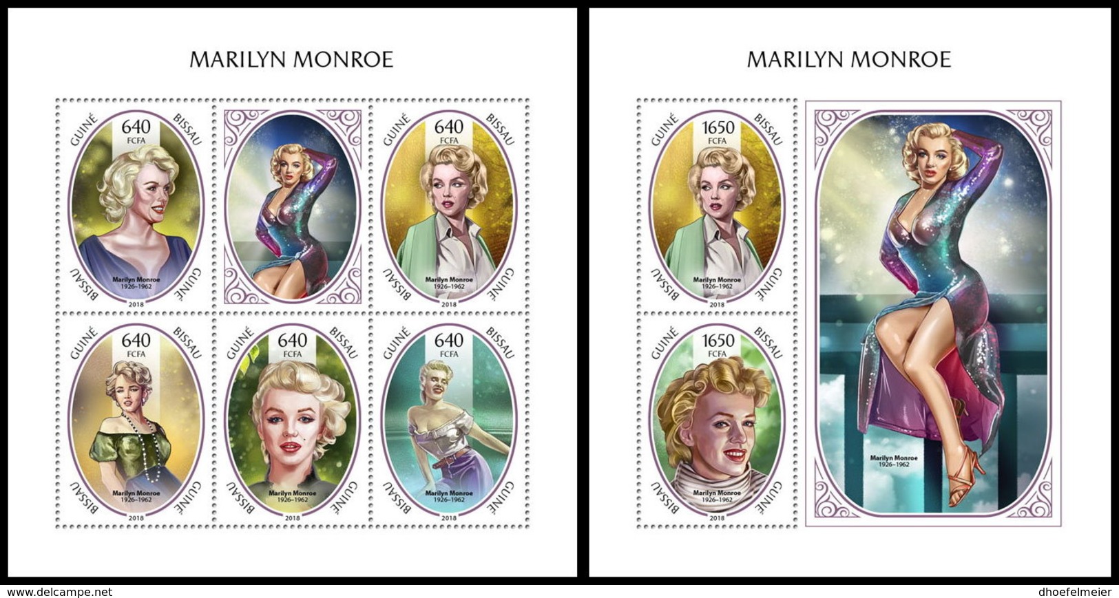 GUINEA BISSAU 2018 **MNH Marilyn Monroe Cinema Kino Film M/S+S/S - IMPERFORATED - DH1846 - Cinéma