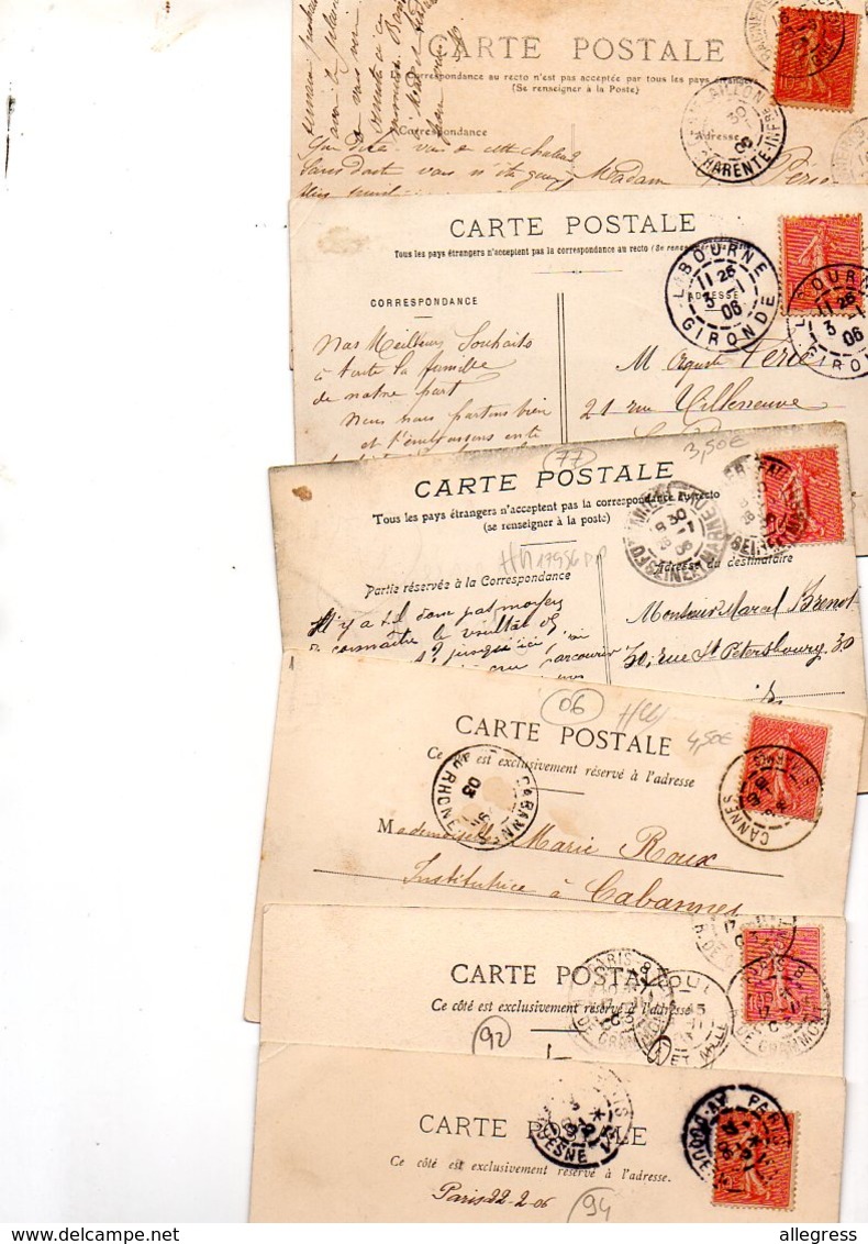 FRANCE..TIMBRE TYPE SEMEUSE CAMEE...10c ROSE.....LOT DE 150 SUR CPA.......VOIR SCAN......LOT 10 - 1903-60 Semeuse Lignée