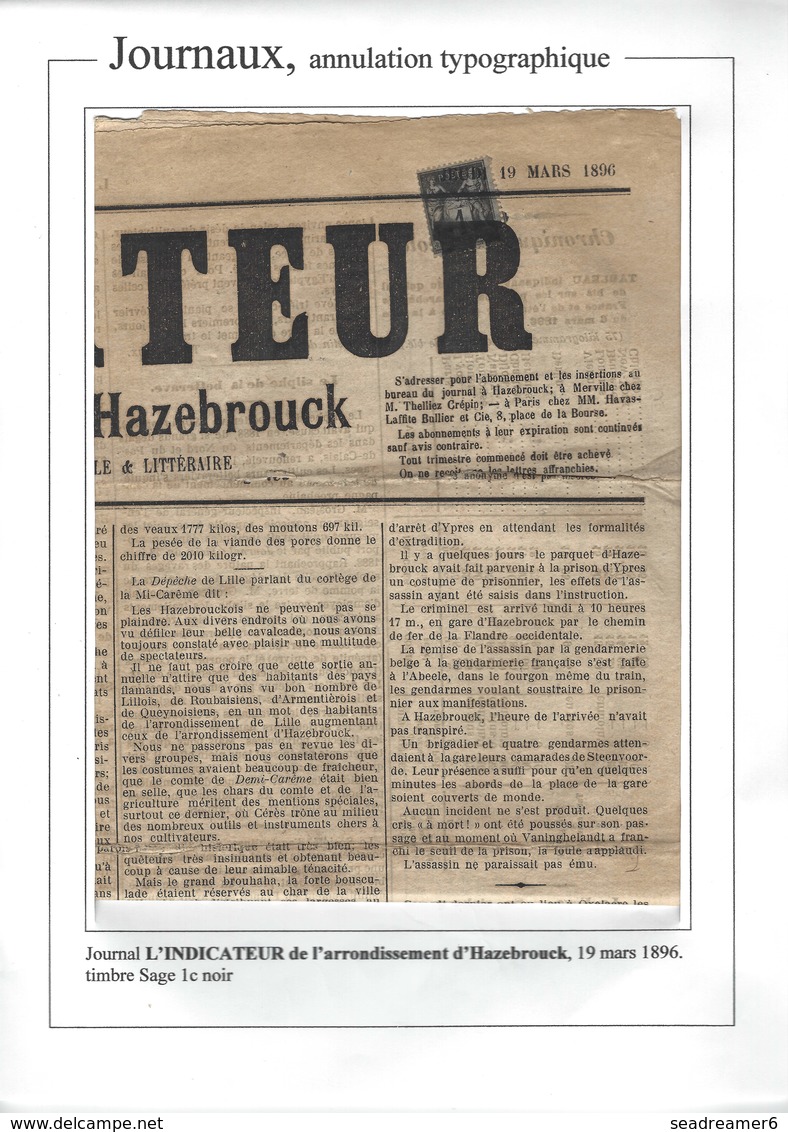 France Journaux N°83 Oblitéré Sur Journal Complet  "l'indicateur" 19 Mars 1896 Superbe - Zeitungsmarken (Streifbänder)