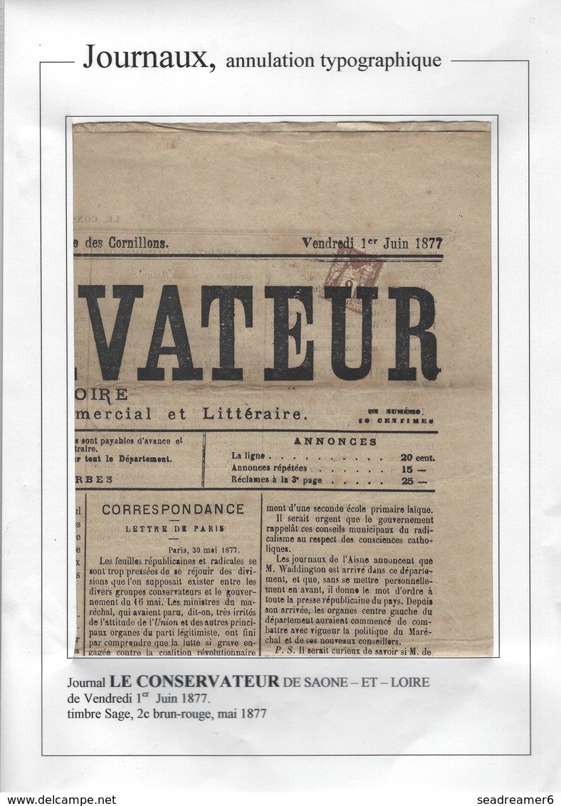 France Journaux N°83 Oblitéré Sur Journal Complet  "l'indicateur" 19 Mars 1896 Superbe - Giornali