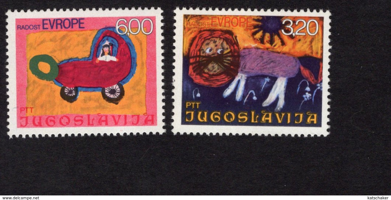 673706926 YUGOSLAVIA 1975 POSTFRIS MINT NEVER HINGED POSTFRISCH EINWANDFREI SCOTT 1269 1270 JOY OF EUROPA LION - Neufs