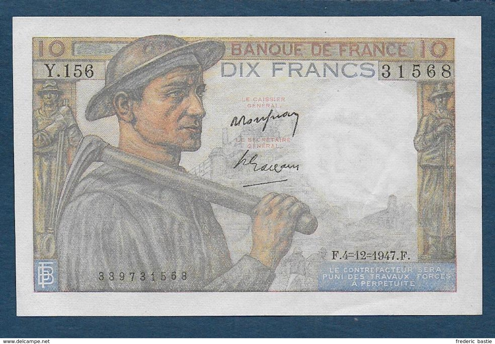 France - 10 F  Mineur  Du  4 - 12 - 1947 - 10 F 1941-1949 ''Mineur''