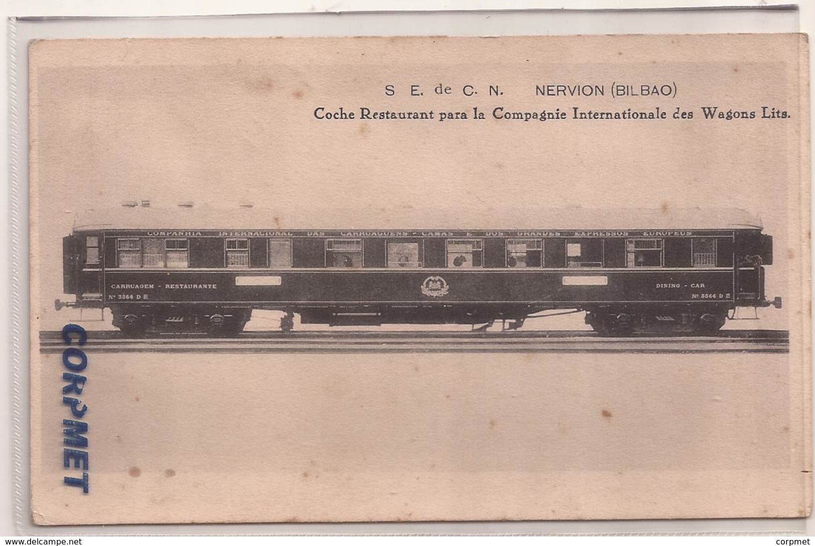 TRAINS - RESTAURANTE WAGON For The Co. Intl. Des Wagons Lits Made In NERVION, BILBAO By Soc. Española De Construccion Na - Eisenbahnen