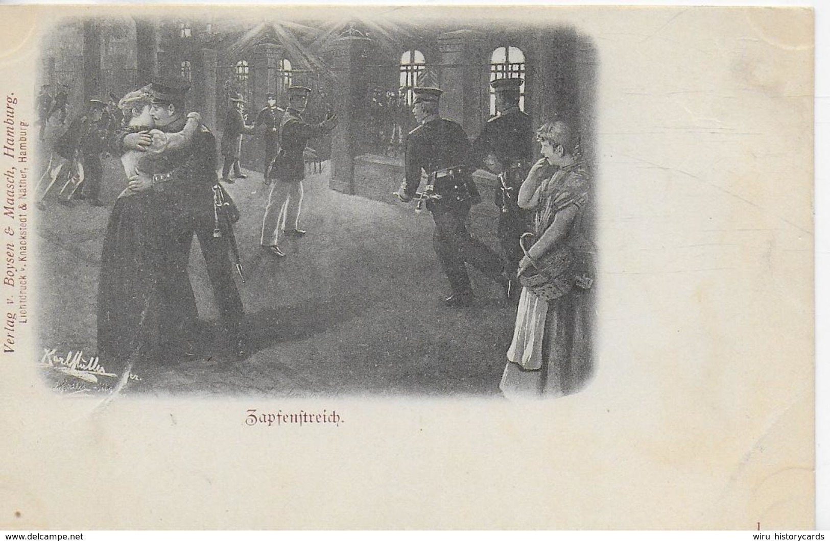 AK 0088  Deutsche Reichspost - Zapfenstreich ( Militaria ) / Künstlerkarte Sign. V. Karl Müller Um 1912 - Manöver