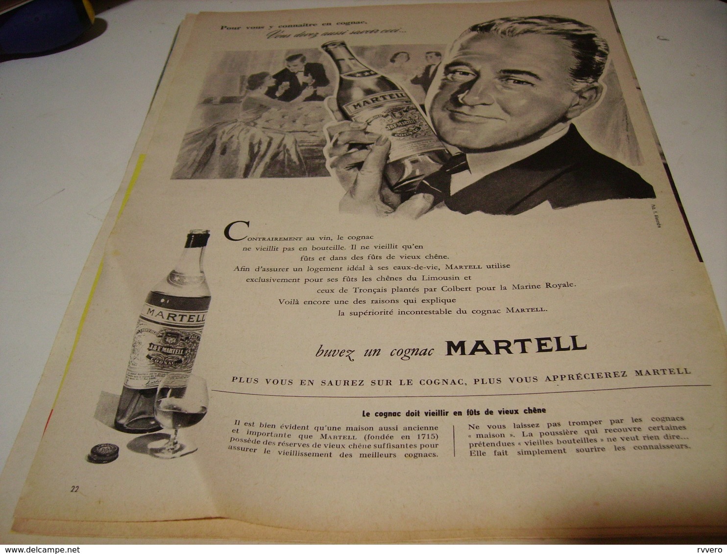 ANCIENNE PUBLICITE BUVEZ UN   COGNAC MARTELL 1958 - Alcools