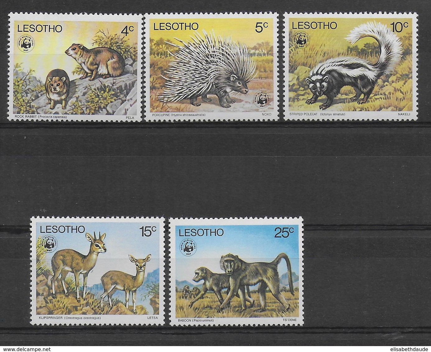 LESOTHO - ANIMAUX WWF - YVERT RARE SERIE COMPLETE N° 330/334 ** MNH - COTE = 70 EUR. - Lesotho (1966-...)