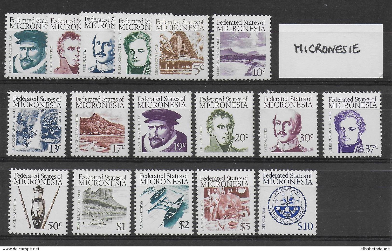 MICRONESIE - SERIE COURANTE COMPLETE (1984/1986) - YVERT N° 1/16 +28 + 34 ** MNH - COTE = 65 EUR. - Micronesia