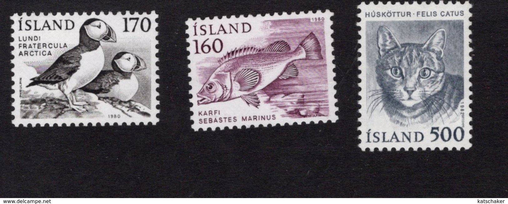 673724575 ICELAND 1982 POSTFRIS MINT NEVER HINGED POSTFRISCH EINWANDFREI SCOTT 556 557 558 BIRD FISH CAT - Ongebruikt