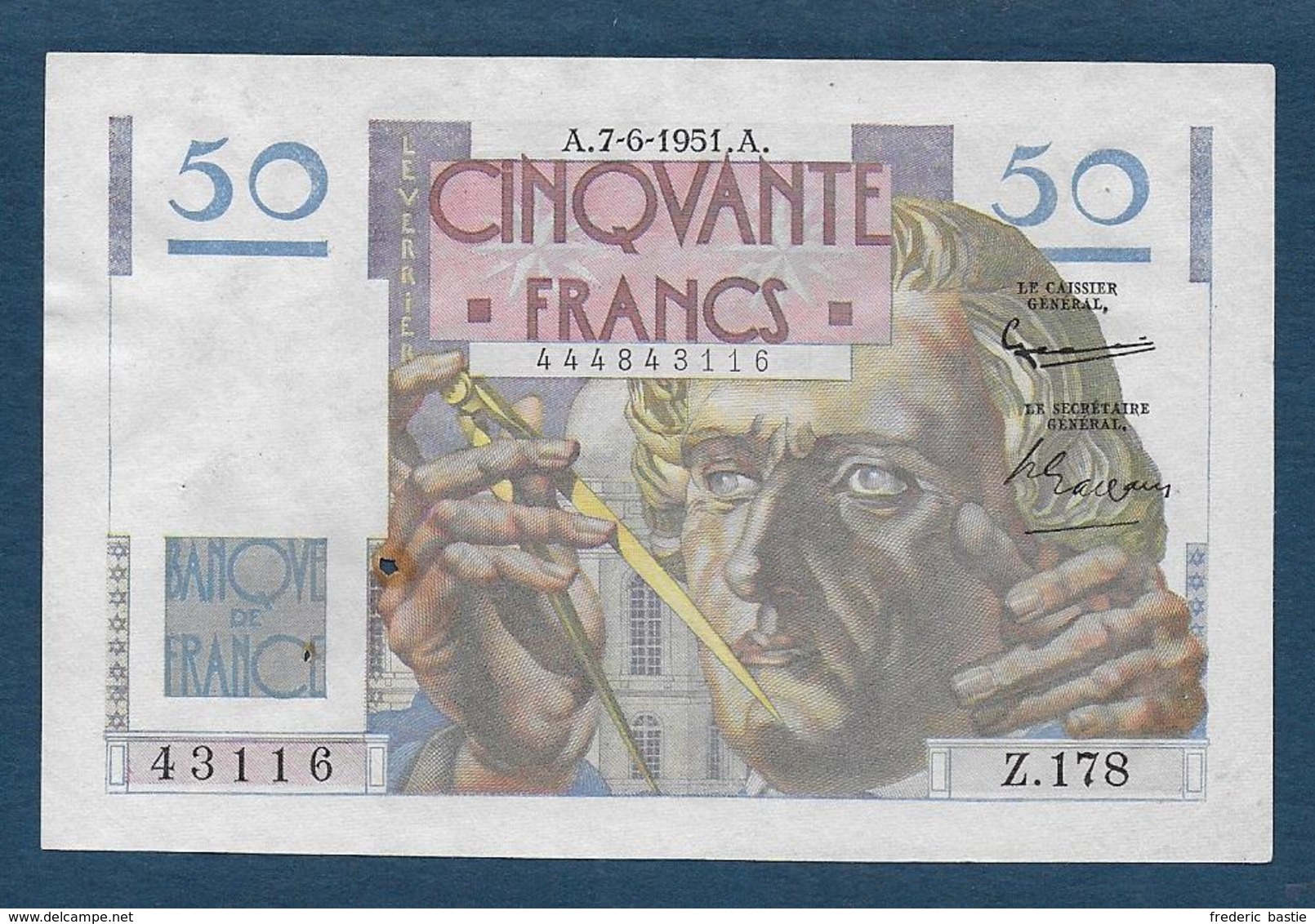 France - 50 F  Le Verrier  Du  7 - 6 - 1951 ( Rare ) - 50 F 1946-1951 ''Le Verrier''