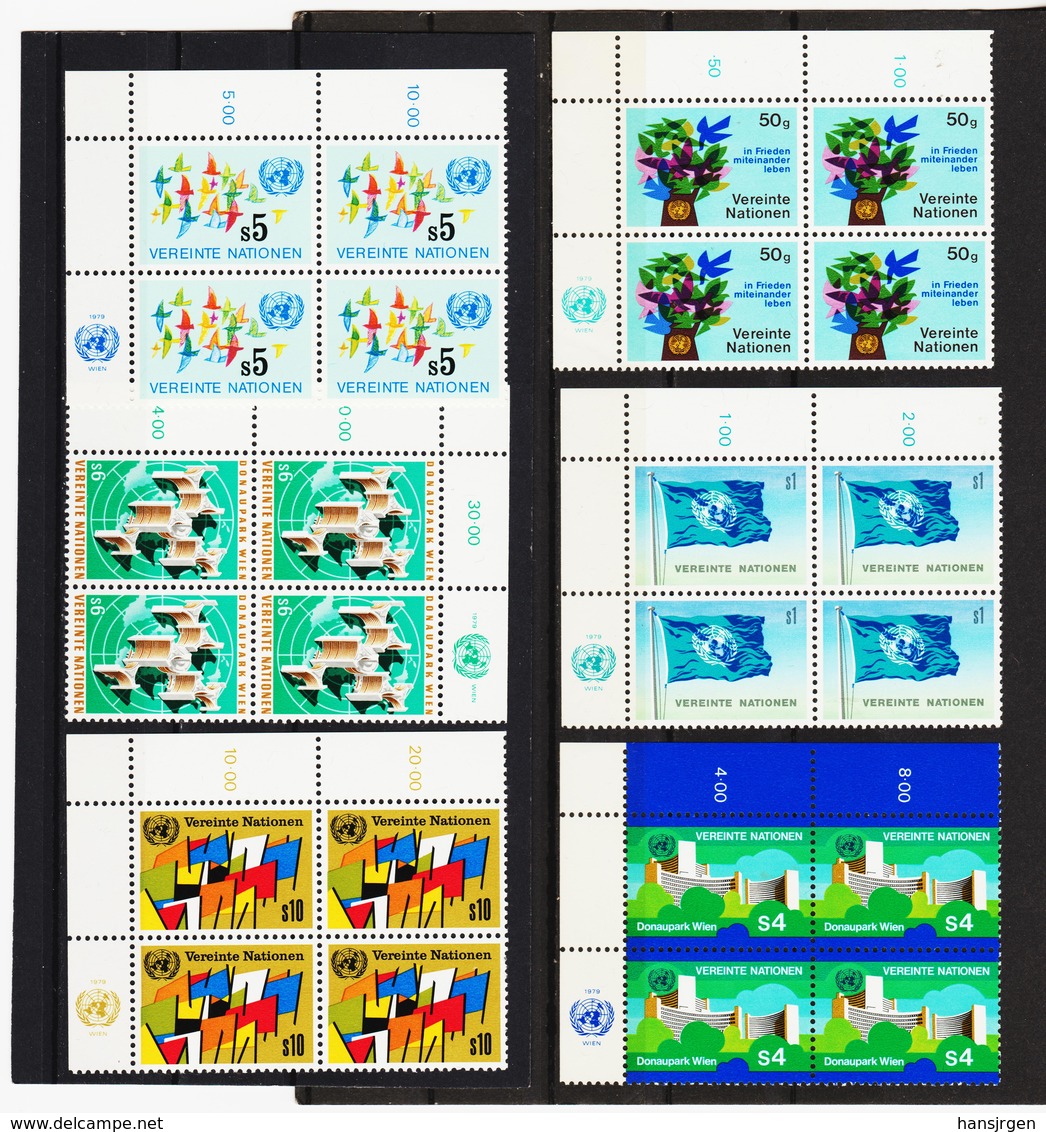 RAN168 VEREINTE NATIONEN UNO WIEN 1979 Michl 1/6 ECKRAND-VIERERBLOCK ** Postfrisch SIEHE ABBILDUNG - Ungebraucht