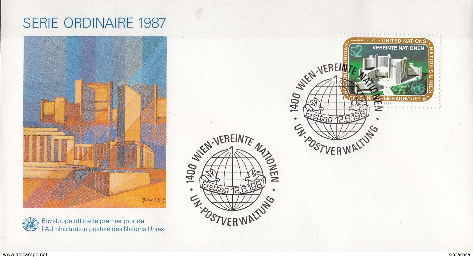 United Nations Vienna 1987 ONU Vereinte Nationen Wien FDC Donaupark, Vienna - FDC