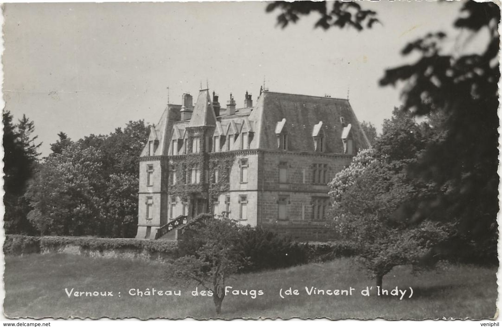 CARTE PHOTO - VERNOUX - ARDECHE-CHATEAU DES FAUGS -(DE VINCENT D'INDY) 1953 - Vernoux