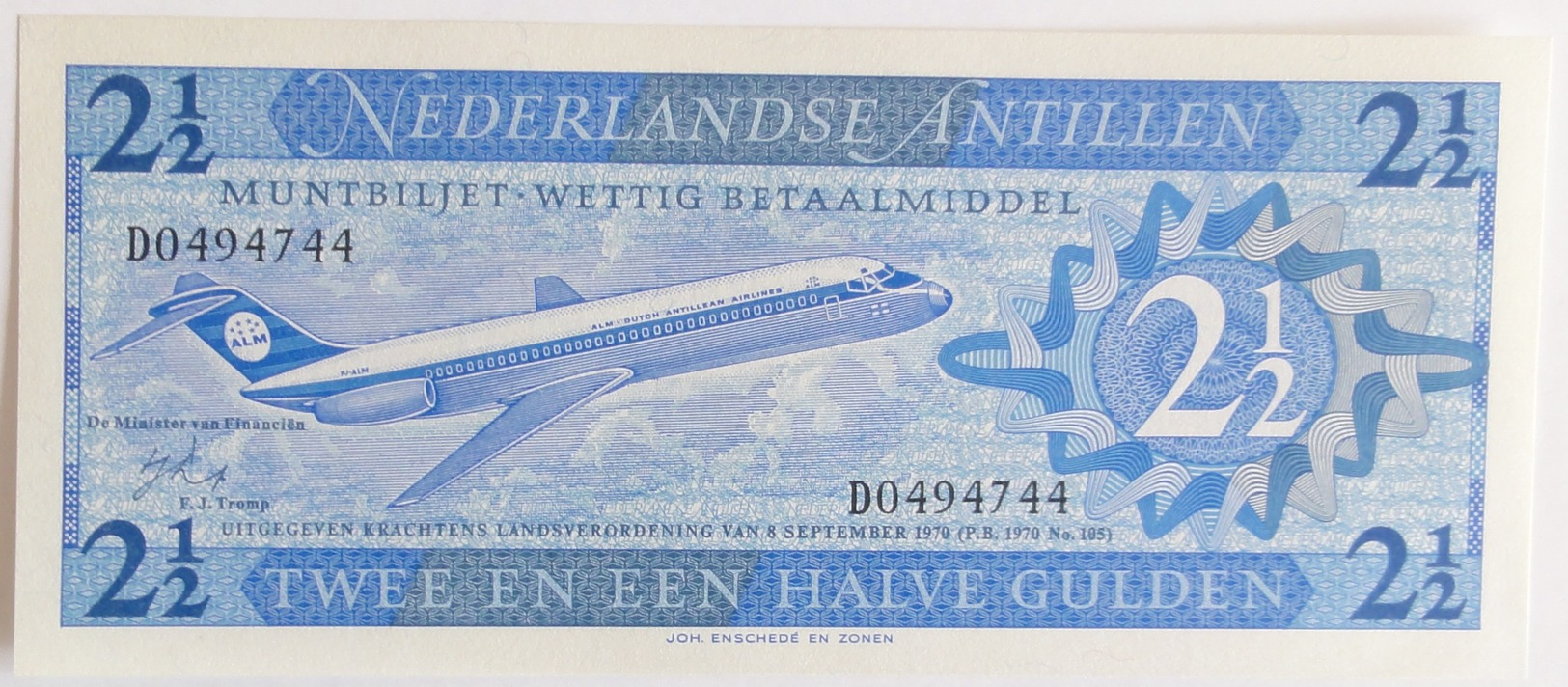 Netherlands Antilles 2½ Gulden 1970, UNC, World Paper Money P-21a - Antillas Neerlandesas (...-1986)