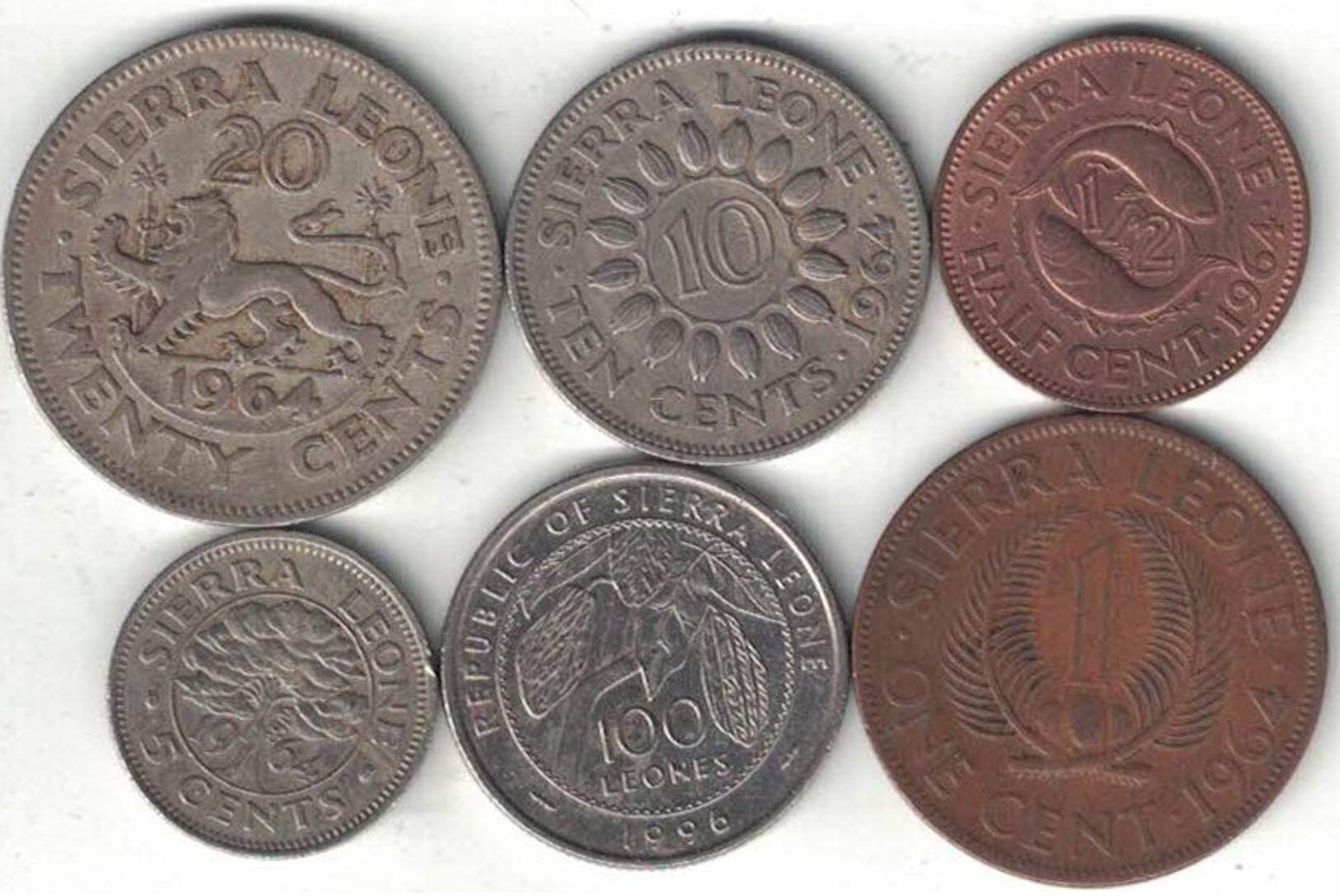 Sierra Leone Collection Of 6 Coins 1964-1995 All Listed & Different - Sierra Leone