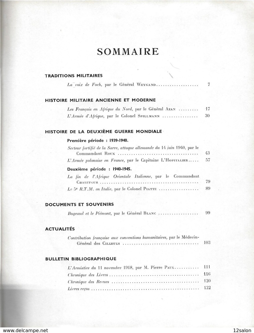 REVUE HISTORIQUE DE L' ARMEE 1948 + Sommaire - 1900 - 1949