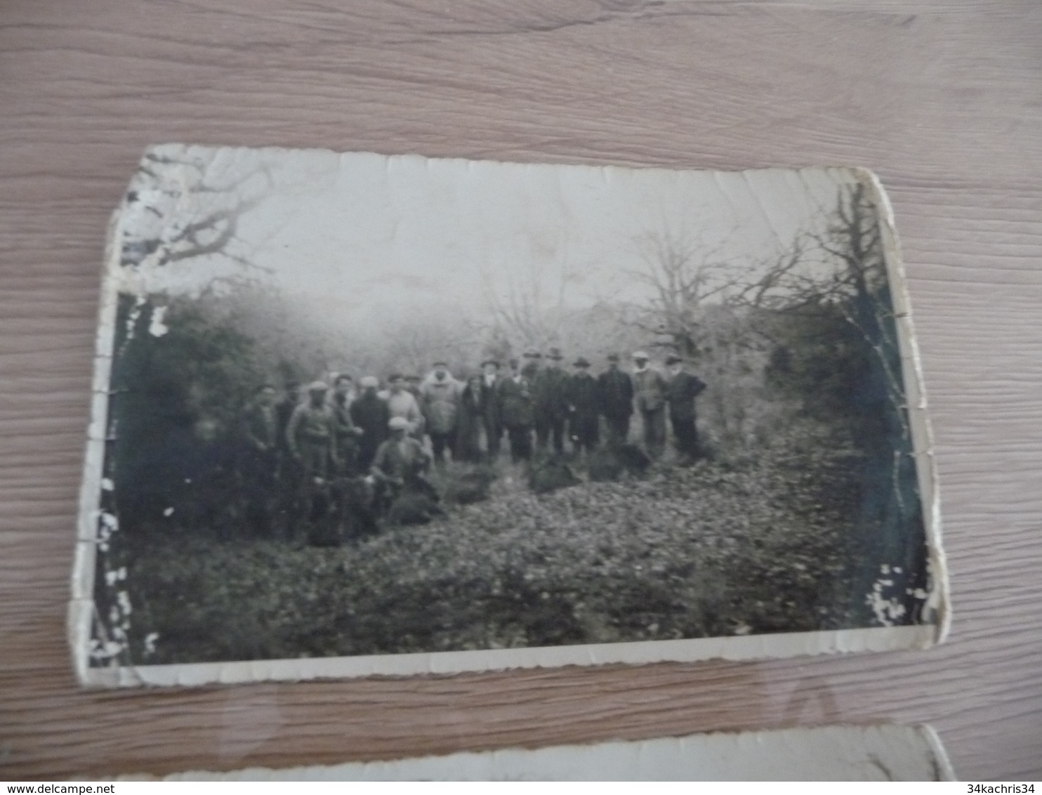 2 Cartes Photos Chasse Au Sanglier Cadarache 23/02/1934 Cachet Scoutisme A.Revertégat Lieutenant Louveterie En L'état - Jagd