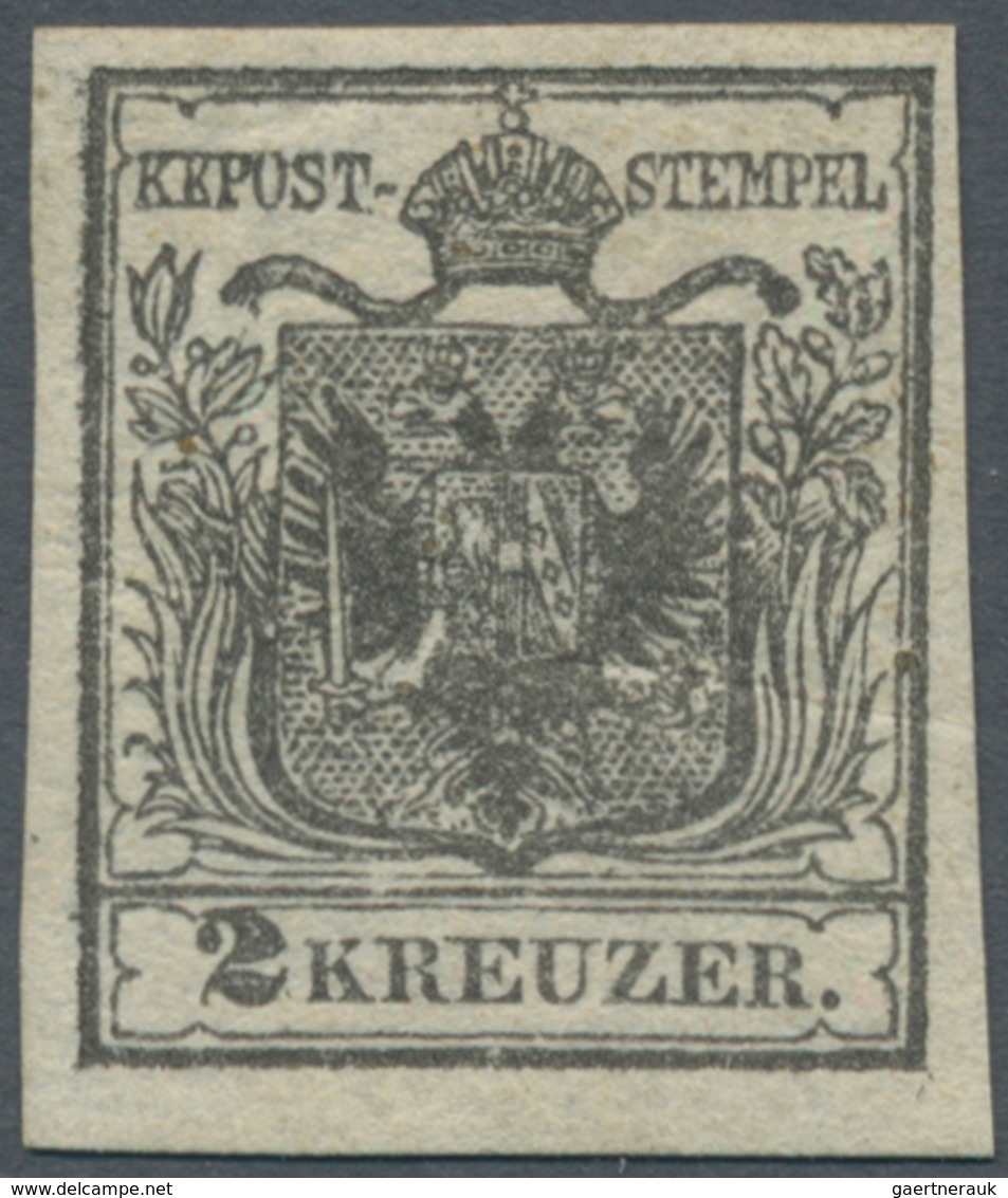 Österreich: 1850, 2 Kr Grauschwarz, Type Ia Auf Handpapier In Ungebrauchter Ausnahmeerhaltung, Volle - Andere & Zonder Classificatie